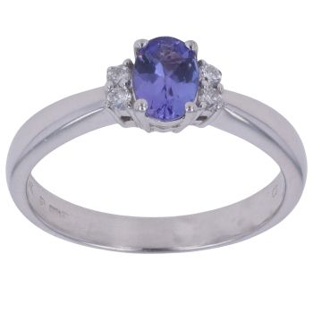 14ct White Gold 0.10ct Diamond and Tanzanite Ring