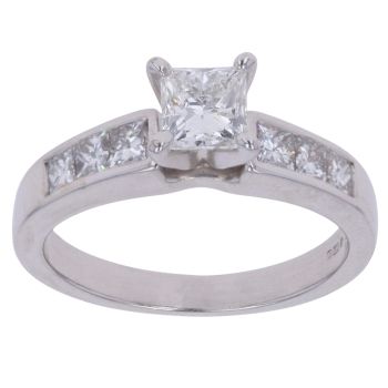 14ct White Gold 1.20ct Princess Cut Diamond Solitaire Ring