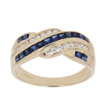 14ct Yellow Gold Cubic Zirconia and Sapphire Fancy Ring