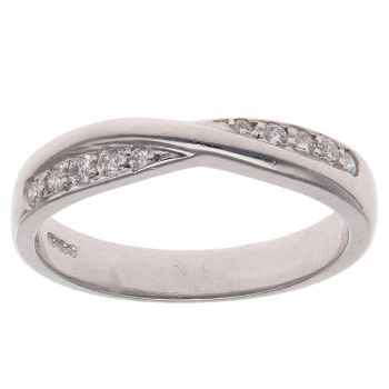 9ct White Gold 0.20ct Brilliant Cut Diamond Crossover Ring