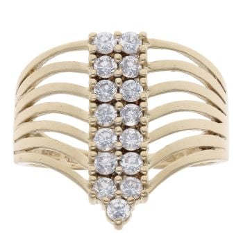 9ct Yellow Gold Cubic Zirconia Wishbone Cluster Ring