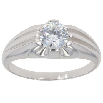 Silver Cubic Zirconia Signet Ring By Icesia