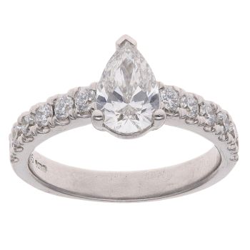 14ct White Gold 1.50ct Pear and Brilliant Cut Lab Grown Diamond Solitaire Ring