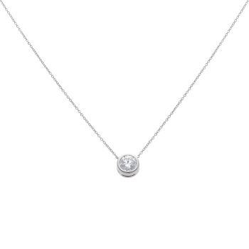 9ct White Gold 1.00ct Brilliant Cut Lab Grown Diamond Pendant and Chain 18"