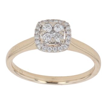 9ct Yellow Gold 0.27ct Brilliant Cut Diamond Cluster Ring