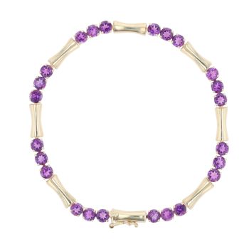 9ct Yellow Gold Amethyst Bracelet 7"