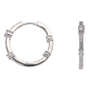 Silver Cubic Zirconia Hoop Earrings By Icesia