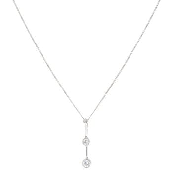 9ct White Gold Cubic Zirconia Drop Pendant and Chain 18"