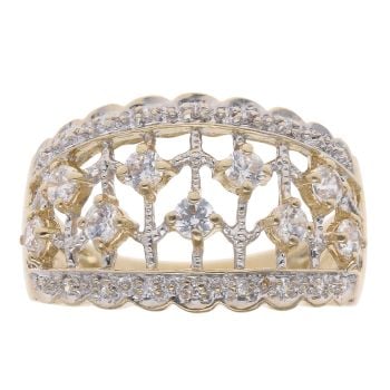 14ct Yellow Gold Cubic Zirconia Four Row Ring