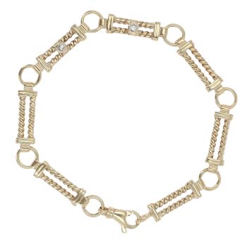 9ct Yellow Gold 0.10ct Diamond Fancy Bracelet 7.5"