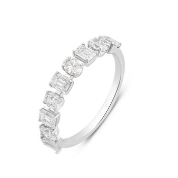 Silver Platinum Plated 1.15ct Mixed Shape Lab Grown Diamond Eternity Ring