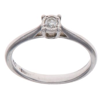9ct White Gold 0.10ct Brilliant Cut Diamond Solitaire Ring