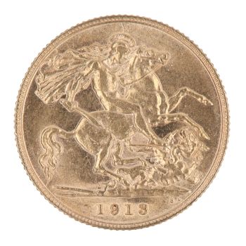 1913 George V Large Head UK Half Sovereign Coin