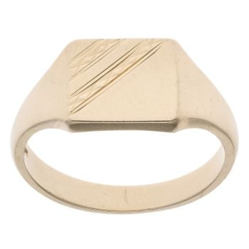 9ct Yellow Gold Patterned Signet Ring