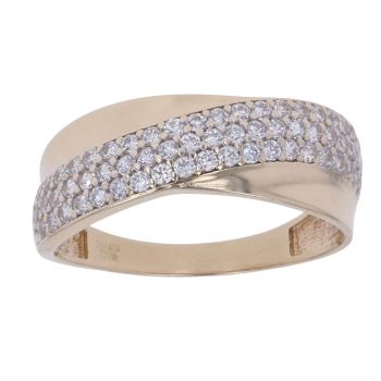 9ct Yellow Gold Cubic Zirconia Crossover Ring
