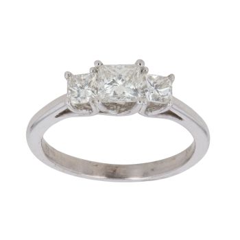 9ct White Gold 1.00ct Princess Cut Diamond Trilogy Ring