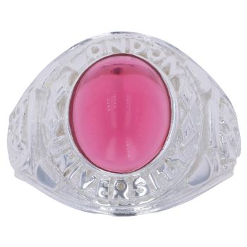 Silver Red Gemstone College Ring