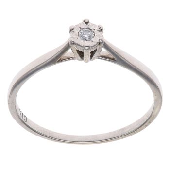 9ct White Gold 0.05ct Brilliant Cut Diamond Solitaire Ring