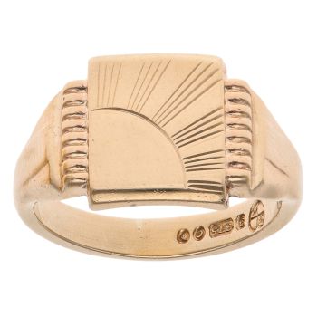 9ct Yellow Gold Patterned Signet Ring