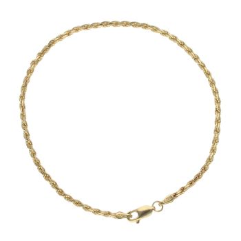 14ct Yellow Gold Rope Bracelet 8"