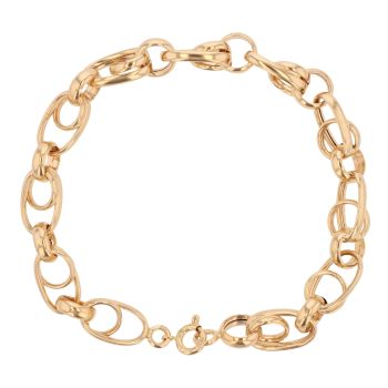 18ct Yellow Gold Double Link Fancy Bracelet 8"
