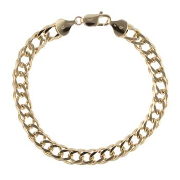 9ct Yellow Gold Double Link Curb Bracelet 9"