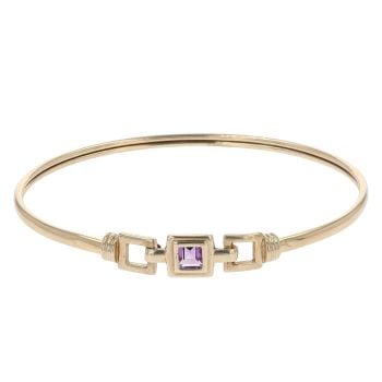 9ct Yellow Gold Amethyst Hinged Bangle