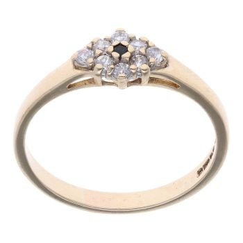 9ct Yellow Gold Cubic Zirconia And Sapphire Cluster Ring