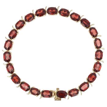 9ct Yellow Gold Garnet Bracelet 7"