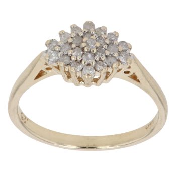 9ct Yellow Gold 0.25ct Brilliant Cut Diamond Cluster Ring