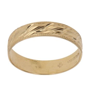 18ct Yellow Gold Patterned Wedding Band 4.7mm