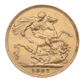 1907 Edward VII Large Head UK Full Sovereign Coin
