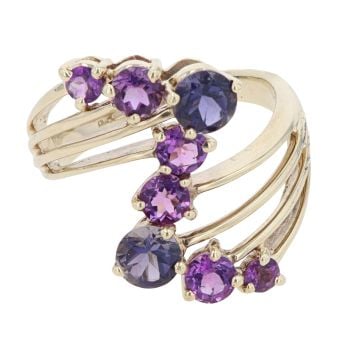 9ct Yellow Gold Four Row Amethyst Wrap Ring