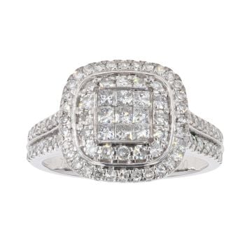 18ct White Gold 1.00ct Diamond Cluster Ring