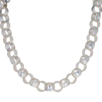 Sterling Silver Patterned And Plain Belcher Chain 24"