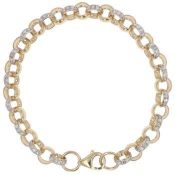 9ct Yellow Gold Cubic Zirconia Belcher Bracelet 8.5"