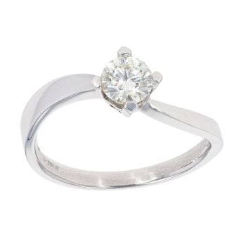 18ct White Gold 0.47ct Diamond Solitaire Twist Ring