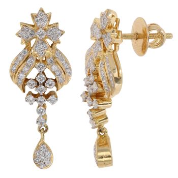 18ct Yellow Gold 0.80ct Brilliant Cut Diamond Cluster Earrings