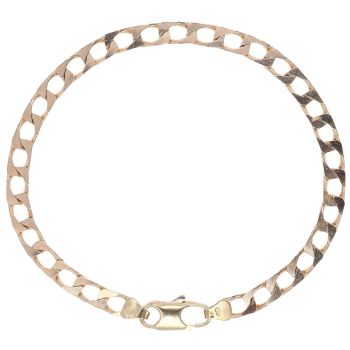 9ct Yellow Gold Square Curb Bracelet 8"