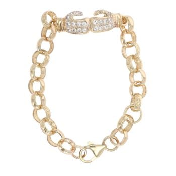 9ct Yellow Gold Cubic Zirconia Boxing Glove Belcher Bracelet 6.5"