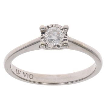9ct White Gold 0.17ct Brilliant Cut Diamond Solitaire Ring