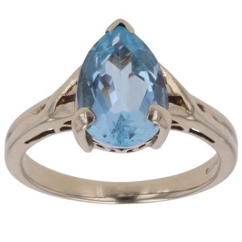 9ct Yellow Gold Blue Topaz Single Stone Ring