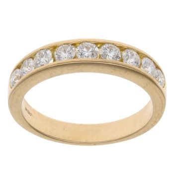 18ct Yellow Gold 0.75ct Brilliant Cut Diamond Half Eternity Ring