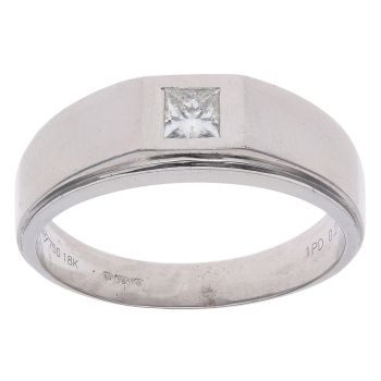 18ct White Gold 0.27ct Diamond Signet Ring