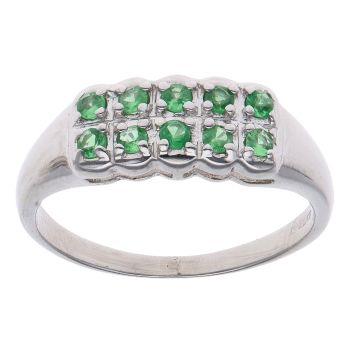 9ct White Gold Green Gemstone Fancy Ring