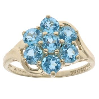 9ct Yellow Gold Aquamarine Cluster Ring