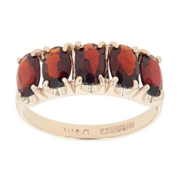 9ct Yellow Gold Garnet Five Stone Ring