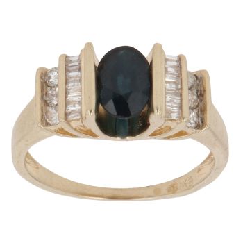 14ct Yellow Gold 0.25ct Diamond And Sapphire Ring