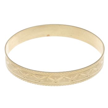9ct Yellow Gold Patterned Zigzag Bangle