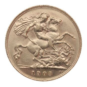 1908 Edward VII Large Head UK Half Sovereign Coin